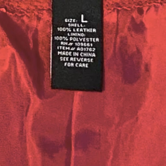 Leather Suede Fringe jacket, Red, women’s Large - Picture 3 of 11